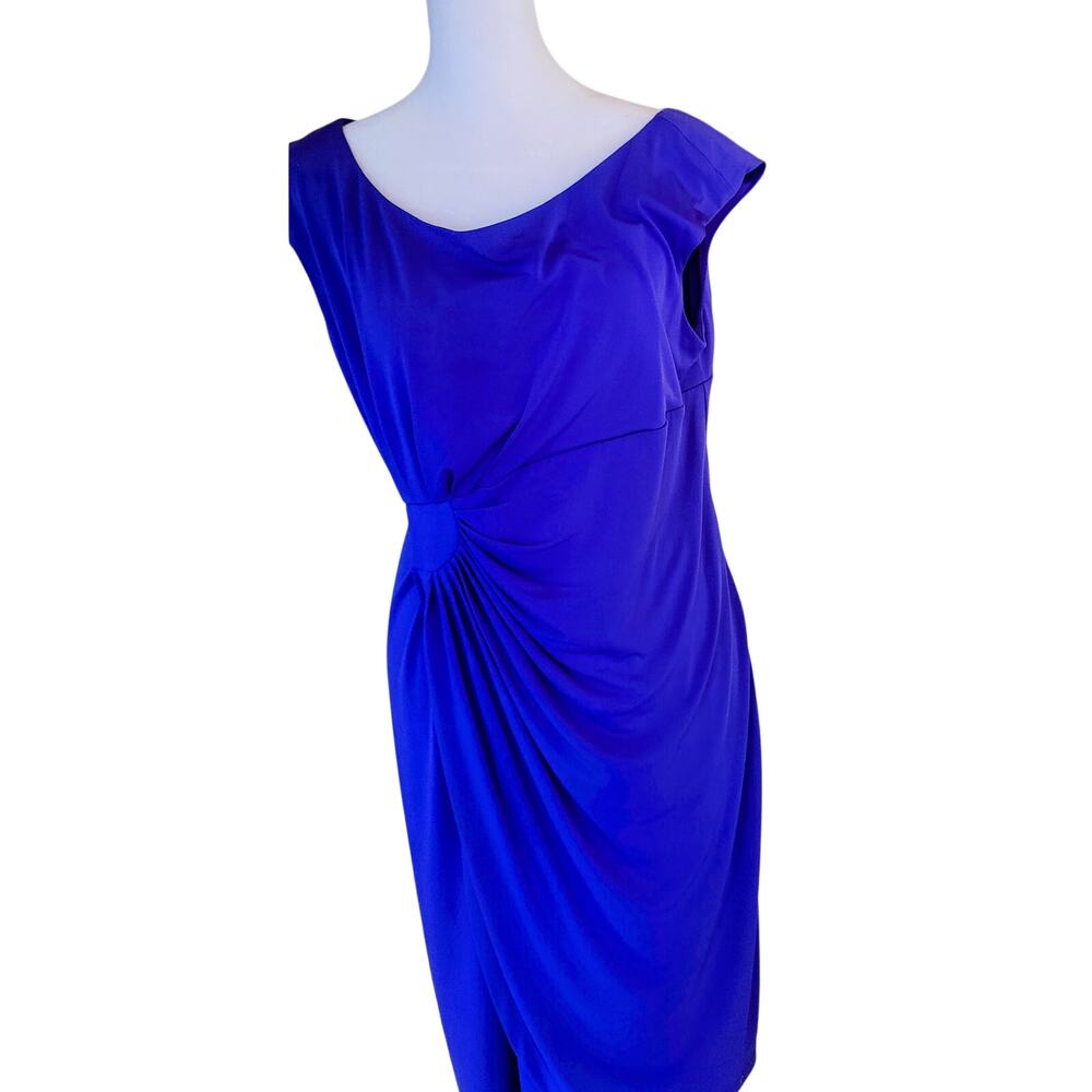 Connected‎ Apparel Ruched Sheath Dress Faux-Wrap Draped Travel Friendly SZ 14